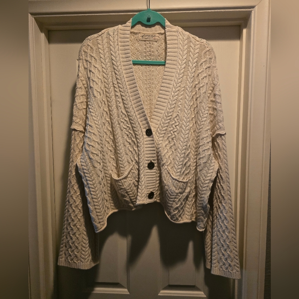 NWOT Free People Washed Ashore Cable Knit Cardi